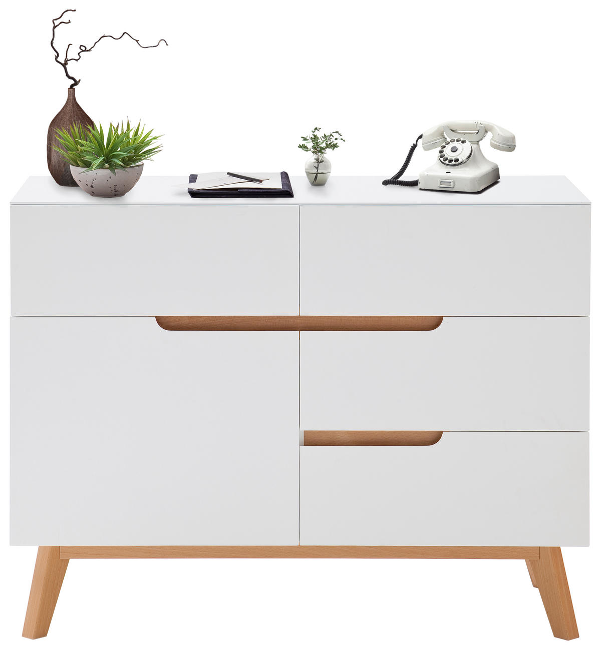 KOMMODE Cervo  in 97/76/40 cm  - Eichefarben/Weiß, Design, Holz/Holzwerkstoff (97/76/40cm)