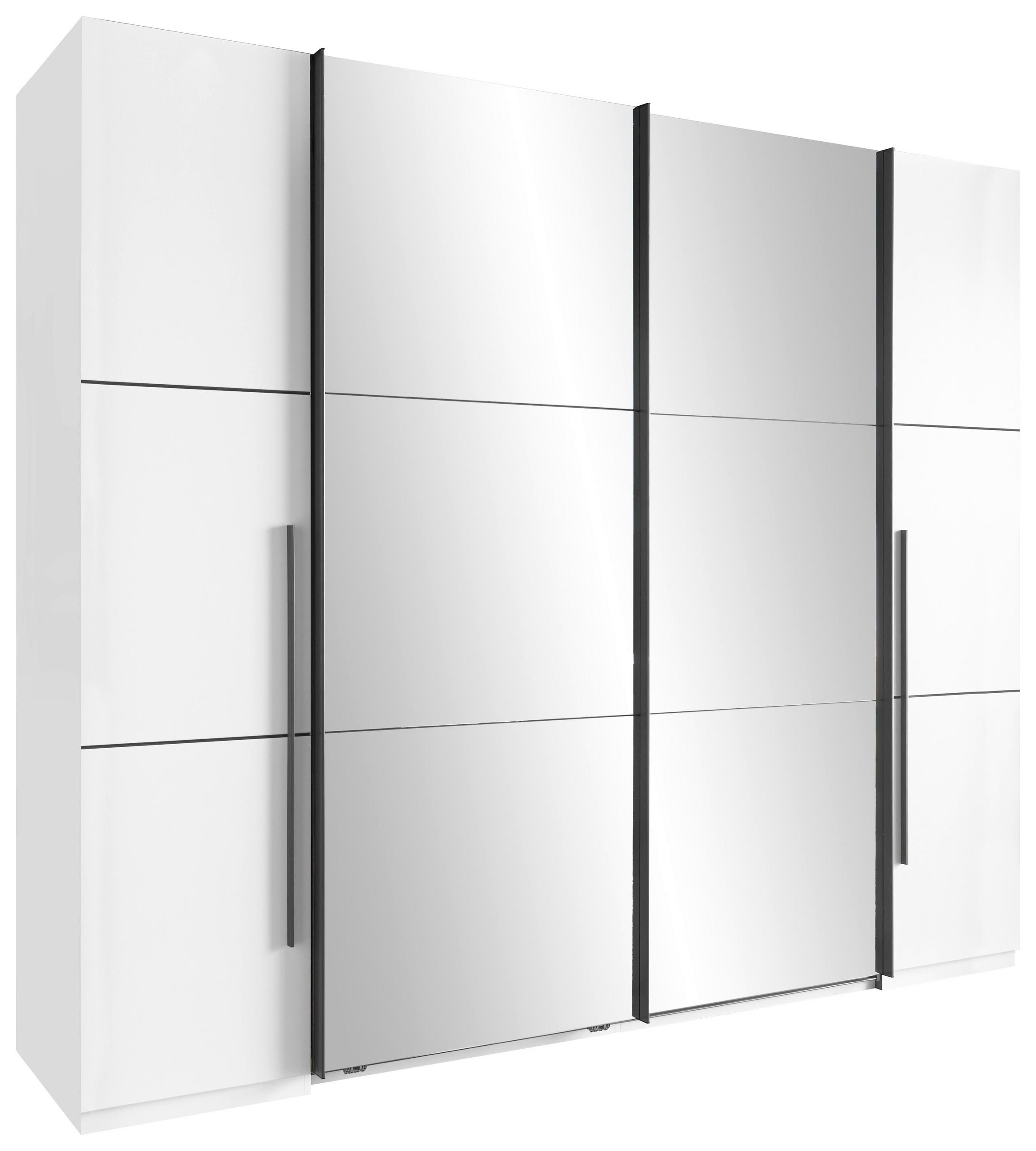 KLEIDERSCHRANK 267/226/61 cm 4-türig Weiß  - Graphitfarben/Weiß, Design, Glas/Holzwerkstoff (267/226/61cm) - SetOne by Musterring