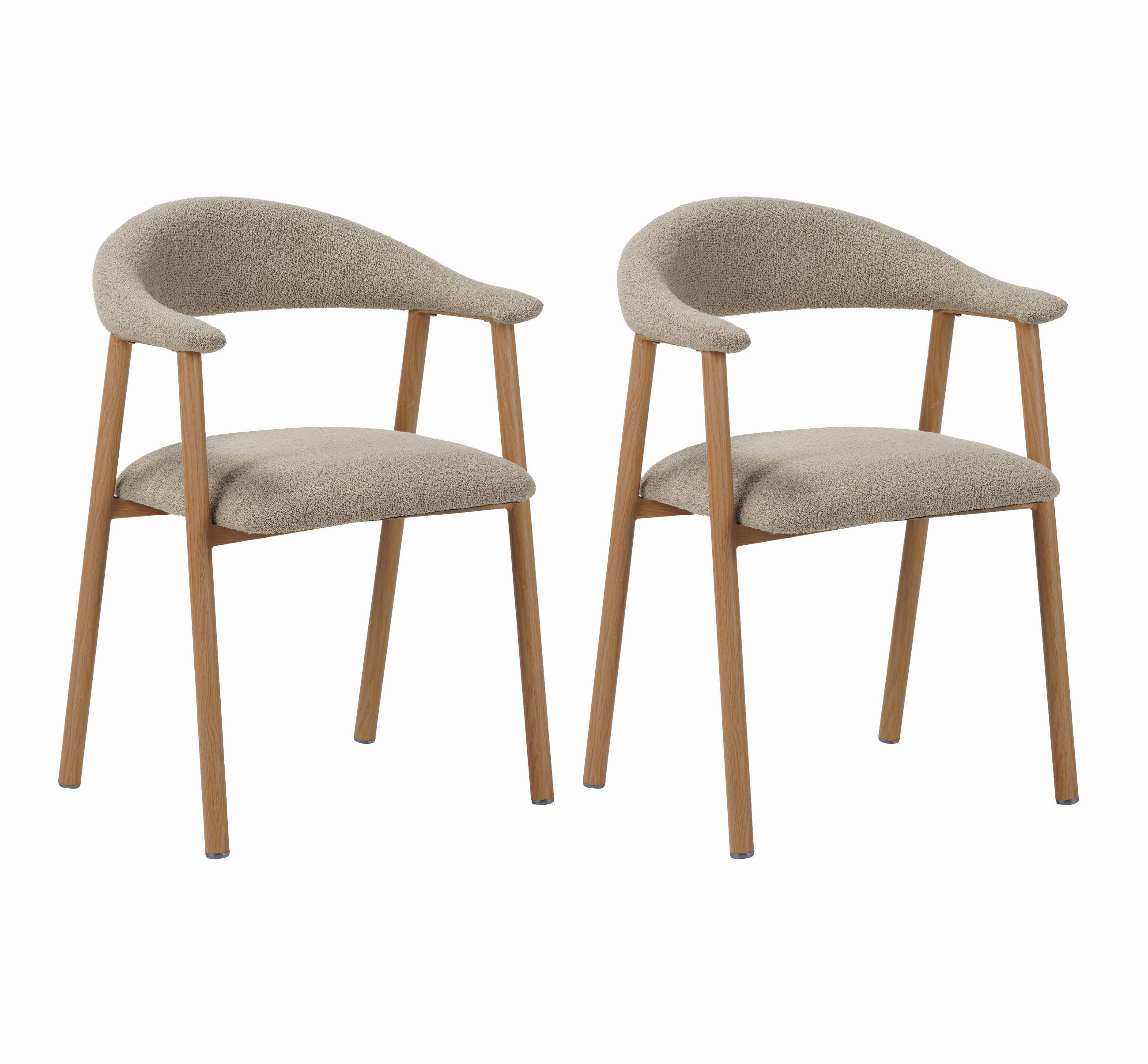 STUHL-SET 2 Stück  in Stahl Bouclé  - Sandfarben, MODERN, Textil/Metall (82/55/55cm) - Livetastic