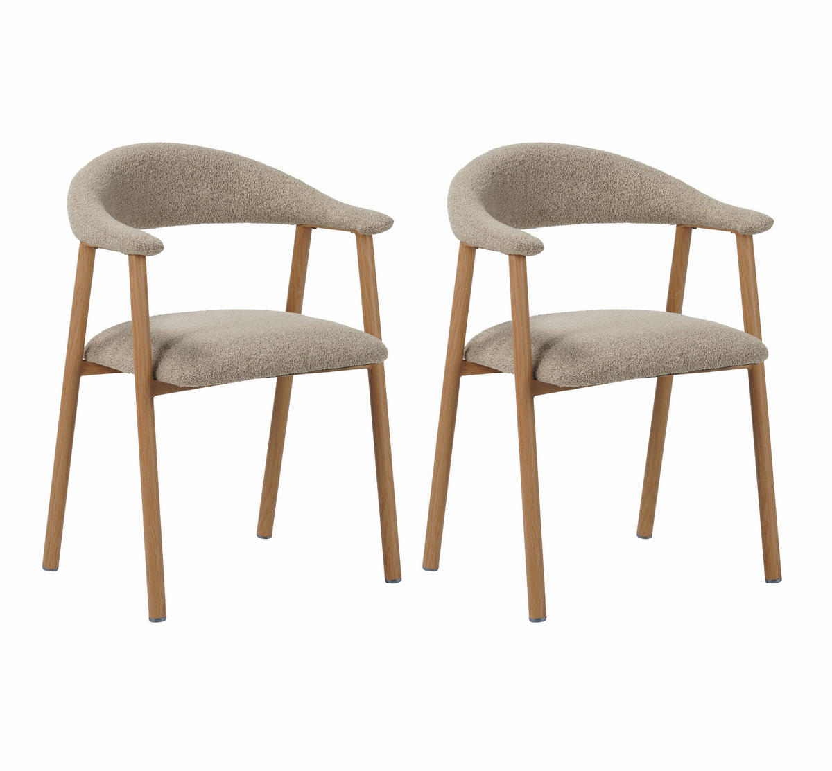 STUHL-SET 2 Stück  in Stahl Bouclé  - Sandfarben, MODERN, Textil/Metall (82/55/55cm) - Livetastic