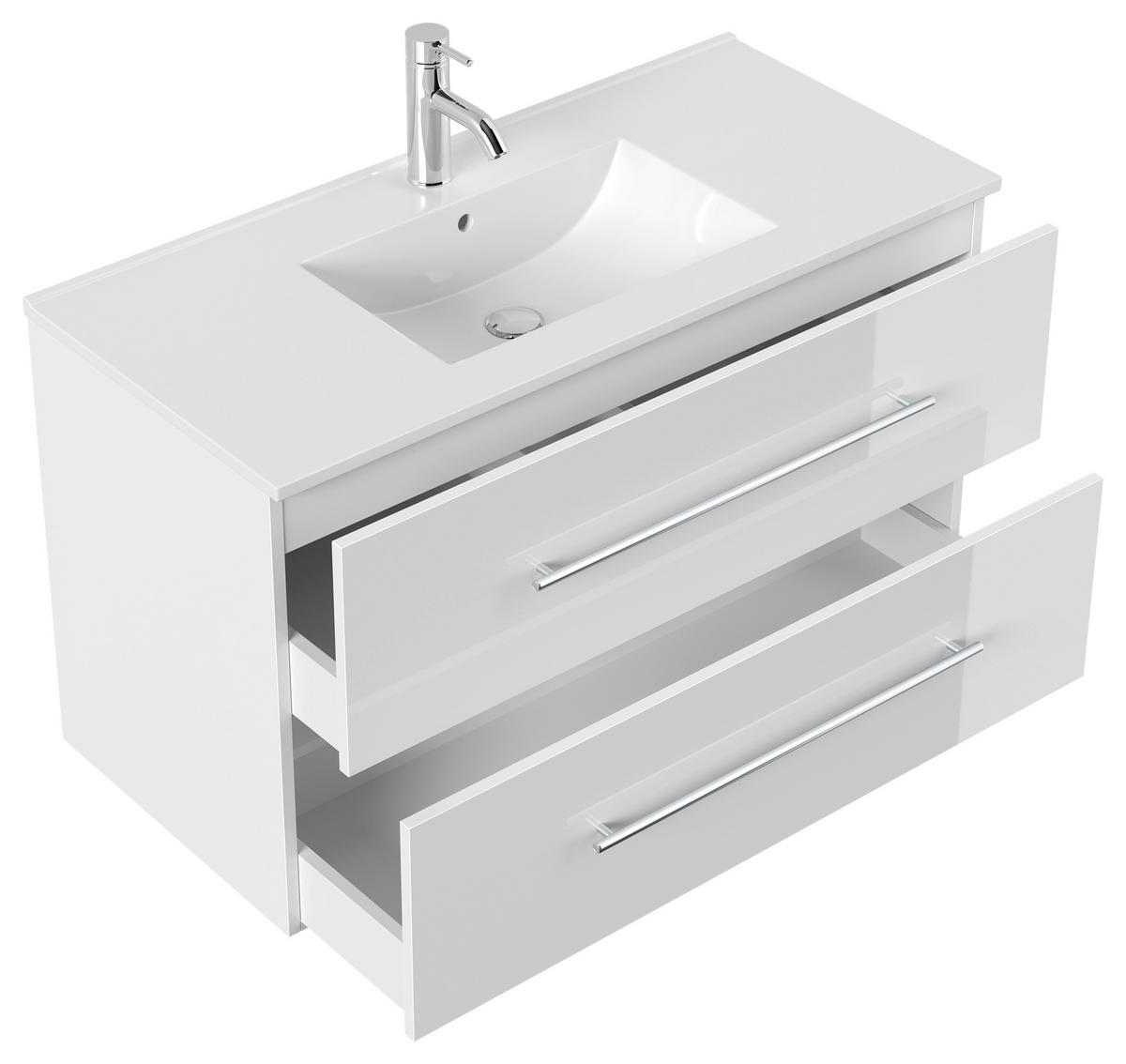 WASCHTISCHKOMBI 101 cm  - Weiß Hochglanz/Weiß, Basics, Keramik/Holzwerkstoff (101cm) - MID.YOU