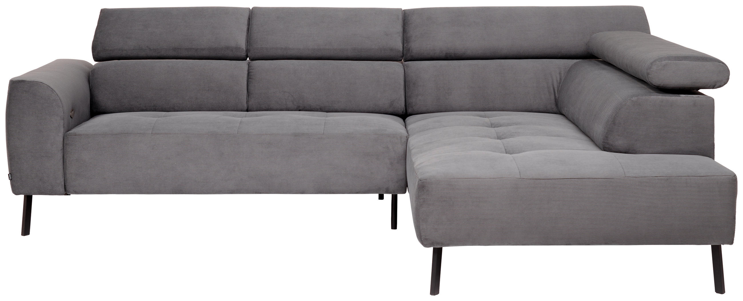 ECKSOFA in Feincord Anthrazit  - Anthrazit/Schwarz, Design, Textil/Metall (280/205cm) - MID.YOU