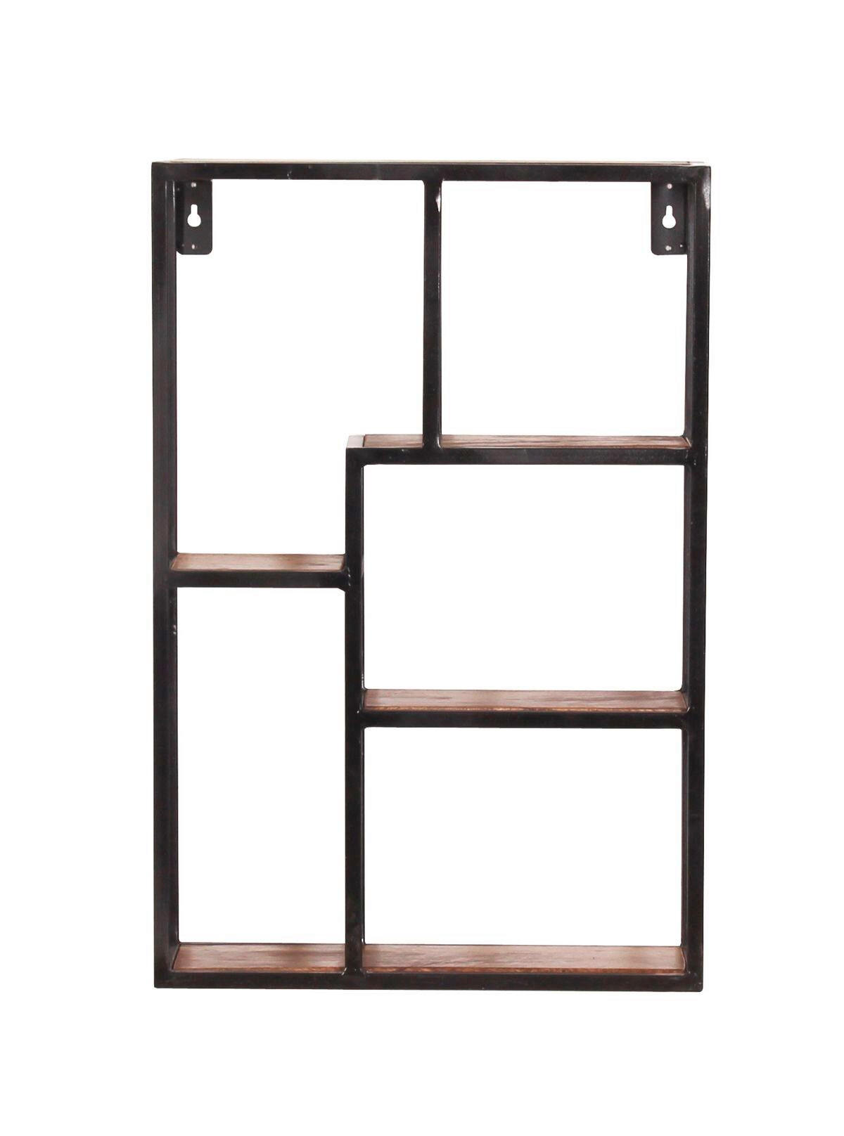 WANDREGAL 40/60/13 cm  - Schwarz/Naturfarben, Design, Holz/Metall (40/60/13cm) - MID.YOU