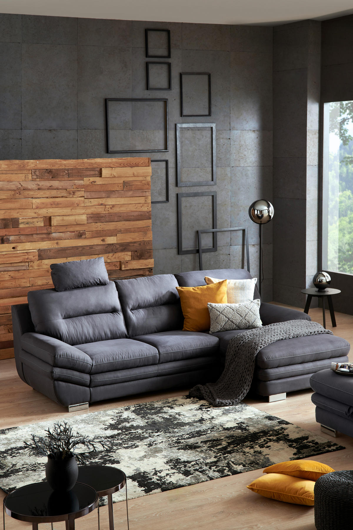SEDEŽNA GARNITURA, mikrovlakna antracit  - barve kroma/antracit, Design, tekstil (270/166cm) - Stylife