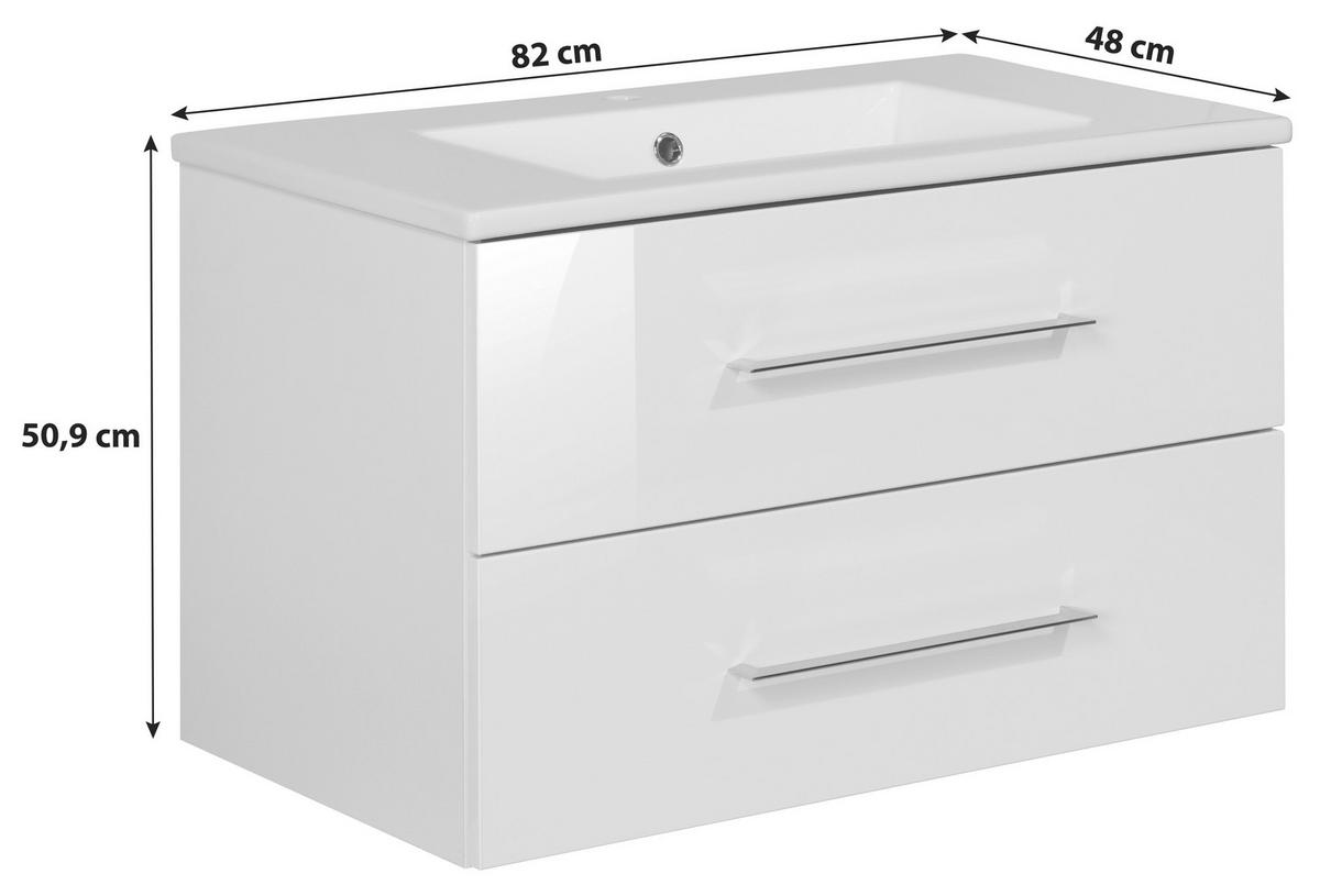 WASCHTISCHKOMBI 82 cm  - Silberfarben/Weiß, MODERN, Keramik/Holzwerkstoff (82cm) - MID.YOU