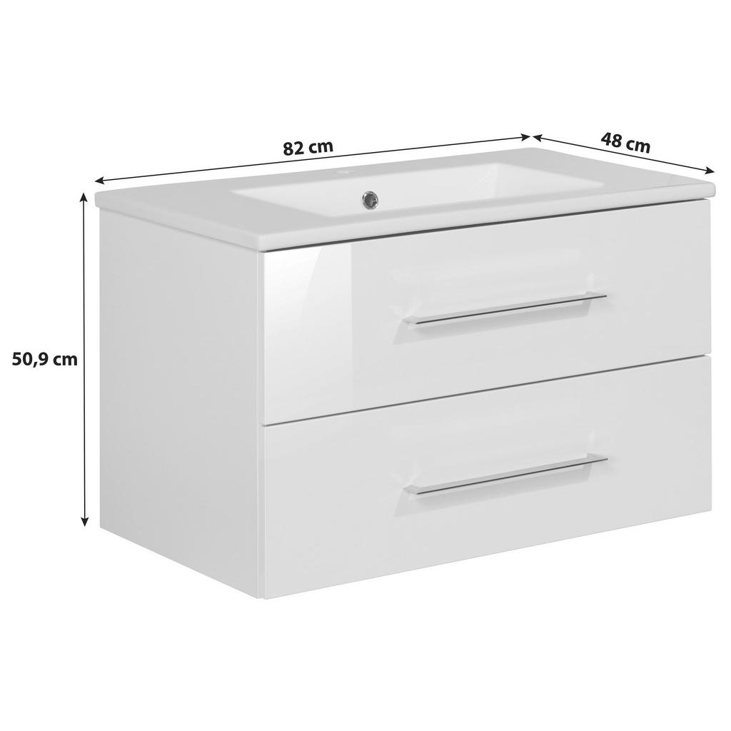 Thumbnail - Mid.you Waschtischkombi, Weiß, Metall, 2 Schubladen, 82 cm, hängend, Badezimmer, Waschbecken & Armaturen, Waschtische