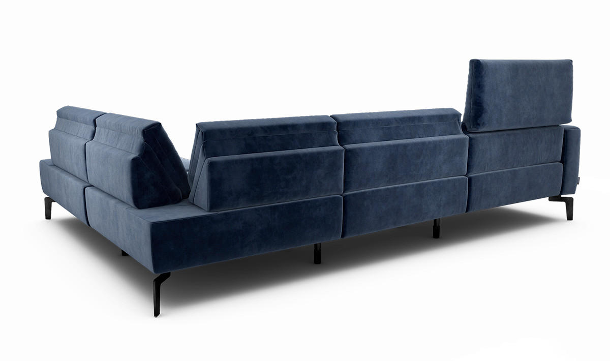 ECKSOFA Cosy Dunkelblau Samt  - Schwarz/Dunkelblau, Design, Textil/Metall (296/213cm) - SENSOO