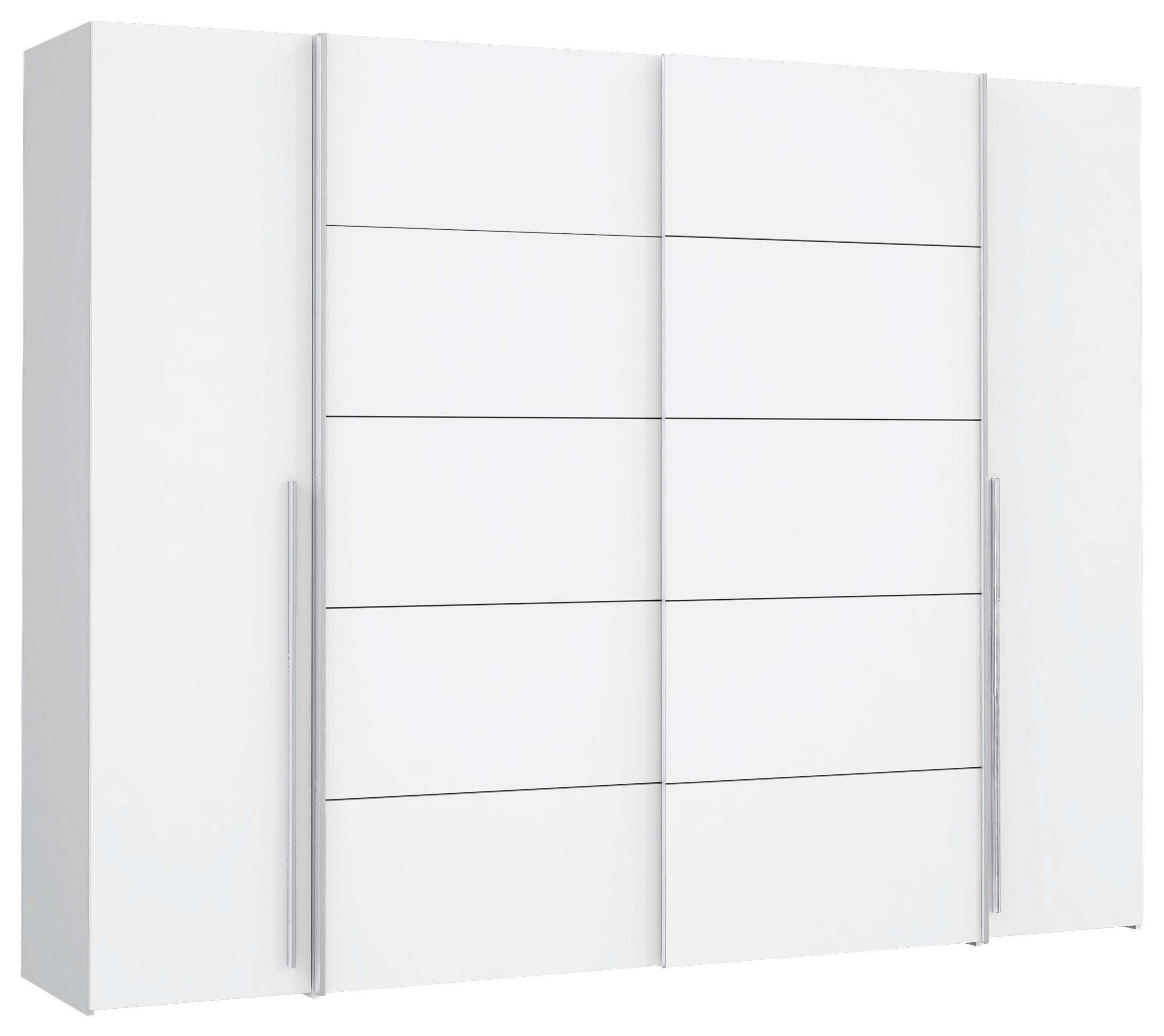 KLEIDERSCHRANK 270/210/61 cm,  in Weiß, 4-türig  - Alufarben/Weiß, MODERN, Holzwerkstoff/Kunststoff (270/210/61cm) - MID.YOU