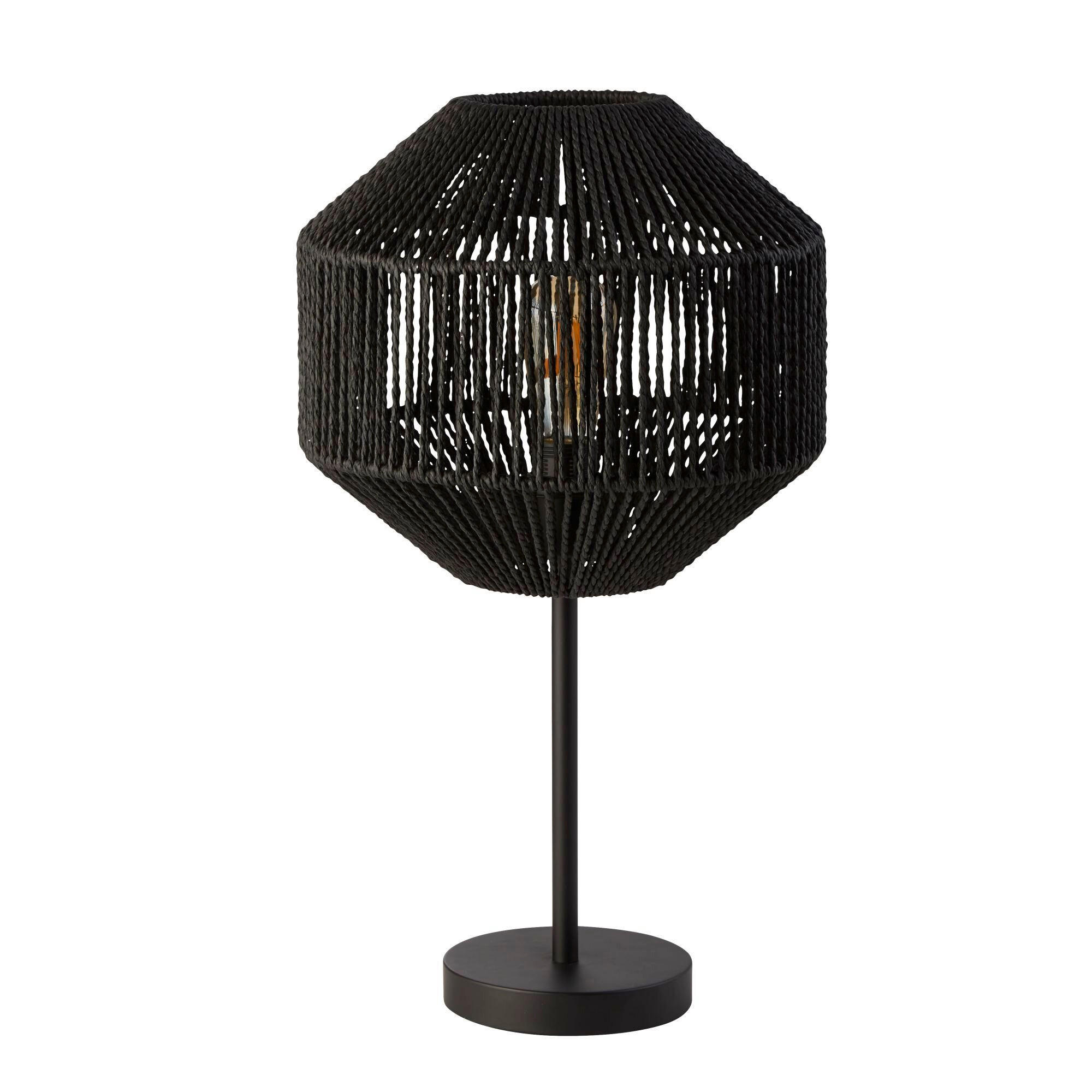 TISCHLEUCHTE Wicker 31/31/55 cm  - Schwarz, Basics, Naturmaterialien/Kunststoff (31/31/55cm) - Searchlight