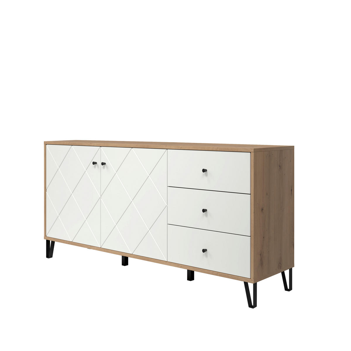 SIDEBOARD TOUCHWO 123/76/40 cm 3 Schublade(n)  - Schwarz/Eiche Artisan, Design, Holzwerkstoff/Kunststoff (123/76/40cm) - MID.YOU