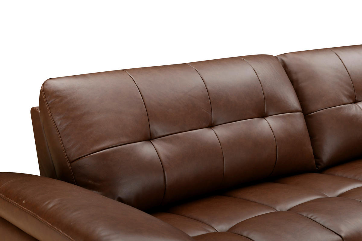ECKSOFA in Lederlook Echtleder Braun   - Schwarz/Braun, Design, Leder/Textil (266/86/120cm) - MID.YOU
