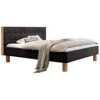 POLSTERBETT 140/200 cm  in Anthrazit, Buchefarben  - Anthrazit/Buchefarben, KONVENTIONELL, Holz/Textil (140/200cm) - Hasena
