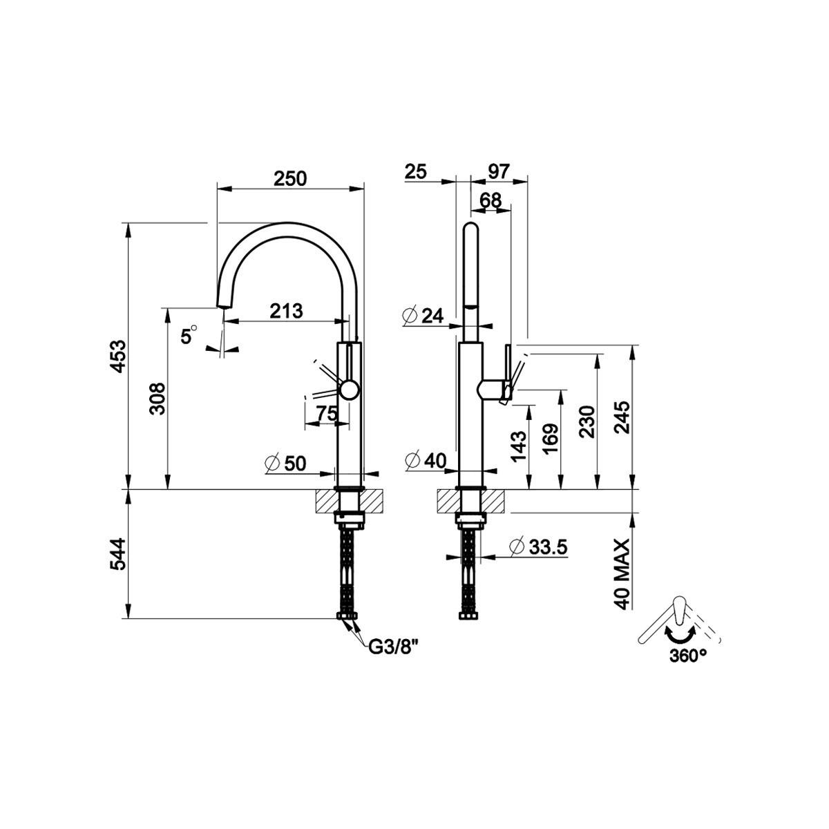 KÜCHENARMATUR - Bronzefarben, Basics, Metall (9,7/46,5/25cm) - HKT