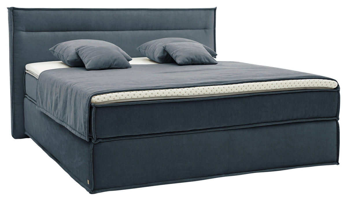 BOXSPRINGBETT 180/200 cm  in Blau  - Blau/Schwarz, Design, Textil (180/200cm) - Musterring