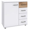 KOMMODE , 81/83/41 cm, 4 Schublade(n)  - Weiss/Plankeneiche, Konventionell, Holzwerkstoff/Kunststoff (81/83/41cm) - Carryhome