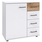 KOMMODE , 81/83/41 cm, 4 Schublade(n)  - Plankeneiche/Schwarz, KONVENTIONELL, Holzwerkstoff/Kunststoff (81/83/41cm) - Carryhome