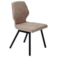 STUHL  Lederauswahl, Stoffauswahl, Typenauswahl beflockt  Schwarz, Beige  - Beige/Schwarz, MODERN, Textil/Metall (46/91/61cm) - Venda