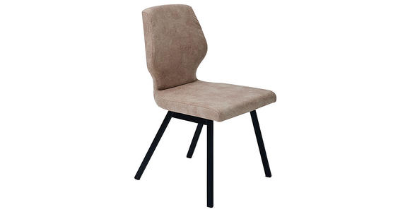 STUHL  Lederauswahl, Stoffauswahl, Typenauswahl beflockt  Schwarz, Beige  - Beige/Schwarz, MODERN, Textil/Metall (46/91/61cm) - Venda