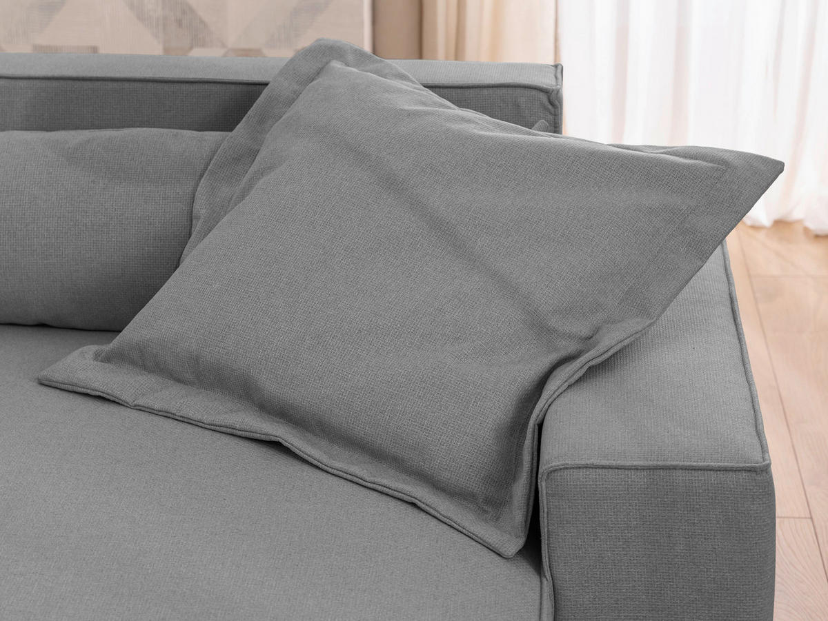 ECKSOFA Webstoff Hellgrau  - Hellgrau/Schwarz, Design, Kunststoff/Textil (251/142cm) - P & B