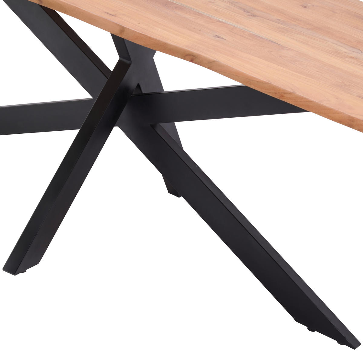 ESSTISCH Akazie Hartholz rechteckig Schwarz, Akaziefarben  - Schwarz/Akaziefarben, MODERN, Holz/Metall (180/90/77cm) - Livetastic