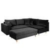 ECKSOFA inkl. Hocker Ariella Schwarz Samt Rückenkissen, Hocker  - Schwarz/Naturfarben, Design, Holz/Textil (231/161cm) - Livetastic