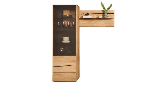 VITRINE  in furniert Wildeiche Schwarz, Eichefarben - Eichefarben/Schwarz, Natur, Glas/Holz (154/192/40cm) - Waldwelt