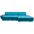 ECKSOFA Türkis Mikrofaser  - Türkis/Schwarz, Design, Textil/Metall (204/341cm) - Xora