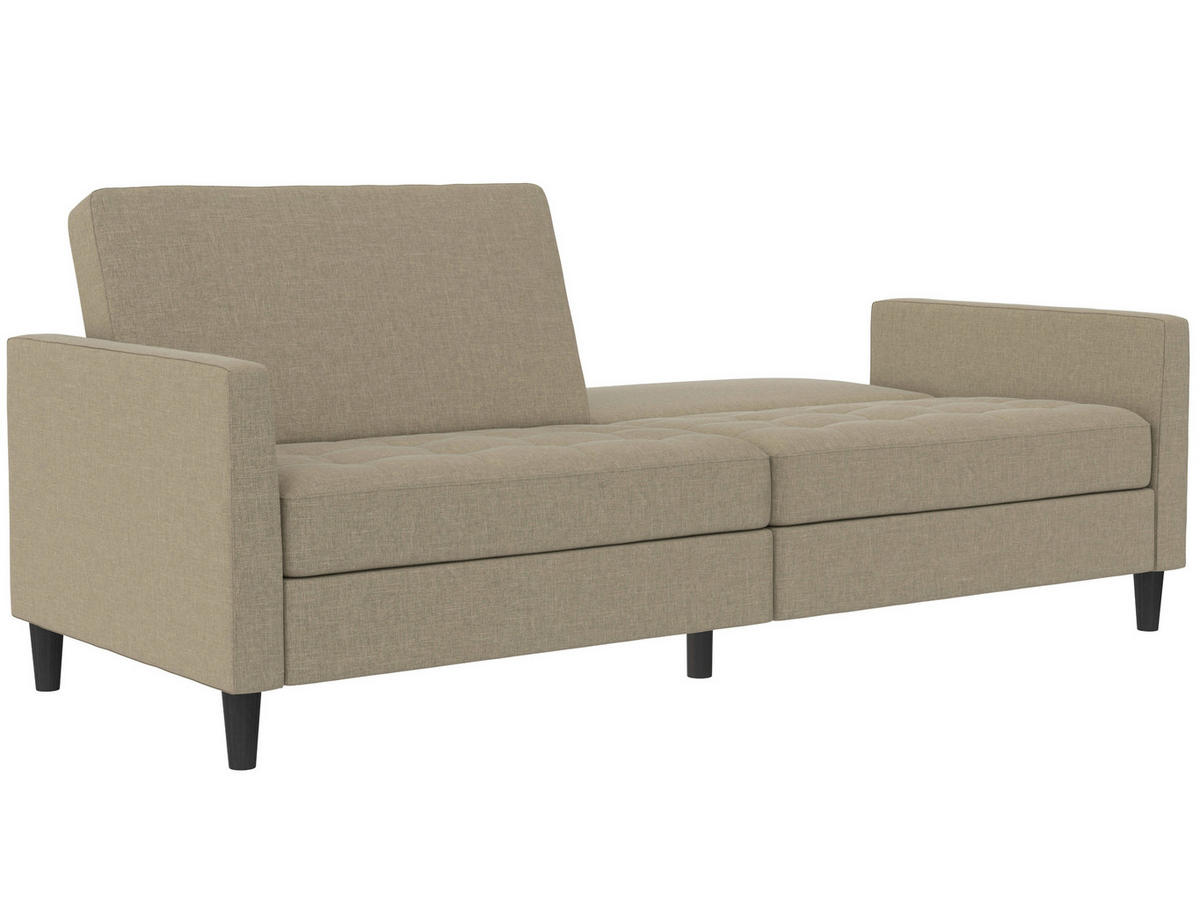 SCHLAFSOFA Webstoff, Leinenoptik Cappuccino  - Schwarz/Cappuccino, Basics, Kunststoff/Textil (207/86/86cm) - Livetastic
