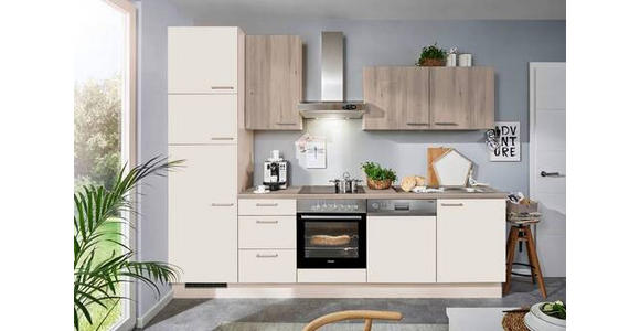 KÜCHENBLOCK 290 cm in Magnolie - Edelstahlfarben/Magnolie, KONVENTIONELL, Holzwerkstoff/Metall (290cm) - Xora