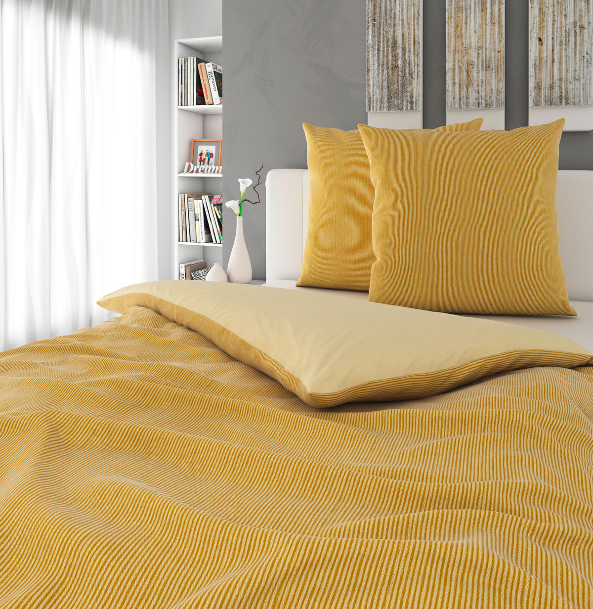 WENDEBETTWÄSCHE Satin 200/200 cm  - Gelb, Basics, Textil (200/200cm) - Bio:Vio