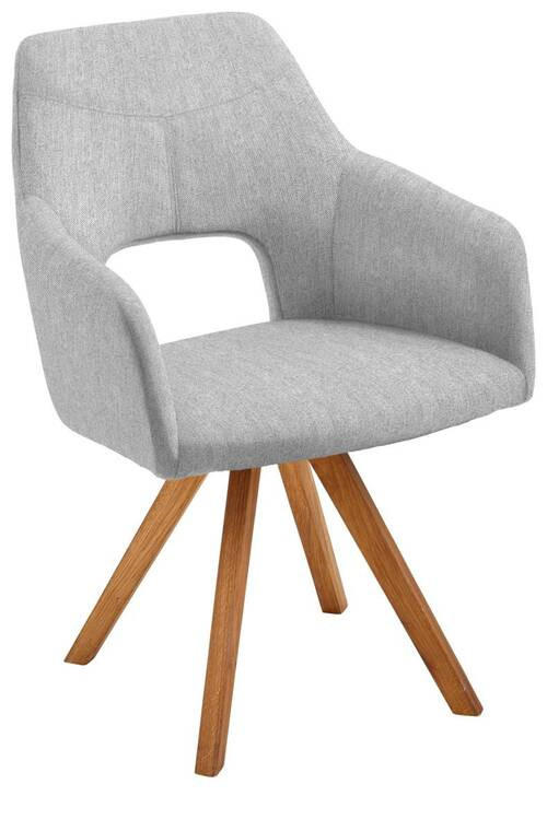 ARMLEHNSTUHL  in Webstoff  - Eichefarben/Grau, Design, Holz/Textil (57/84/57cm) - Voleo