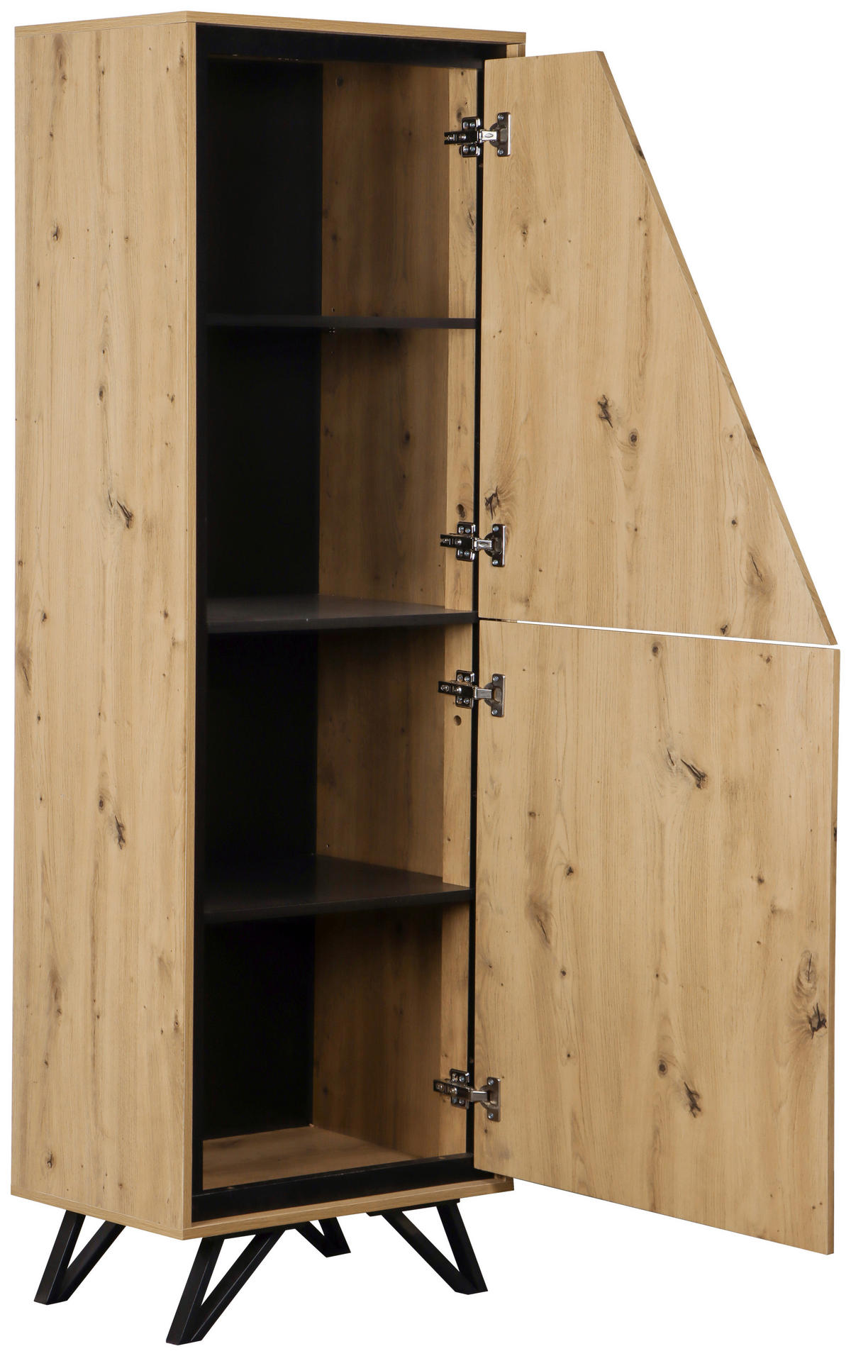 HIGHBOARD  in 60/180/40 cm  - Eichefarben/Schwarz, LIFESTYLE, Holzwerkstoff/Metall (60/180/40cm) - MID.YOU