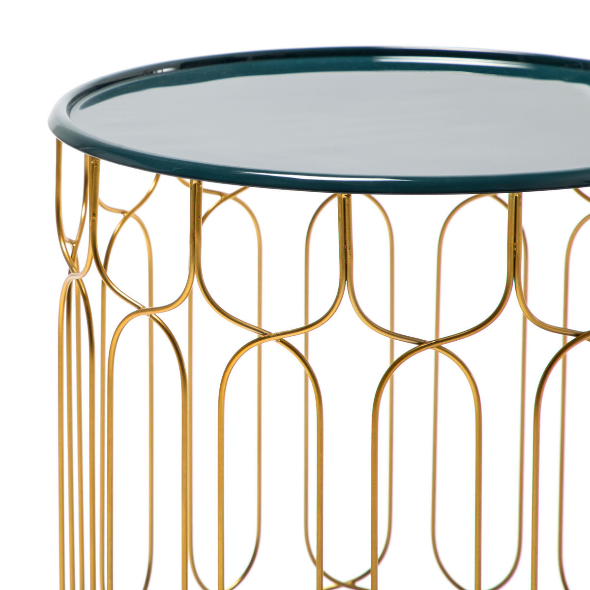 BEISTELLTISCHSET rund Türkis, Goldfarben, Mintgrün  - Türkis/Goldfarben, Design, Metall (38 / 43/38/43/44 / 49cm) - Kayoom