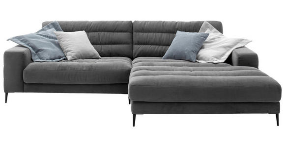 ECKSOFA in Cord Anthrazit  - Anthrazit/Schwarz, Design, Textil/Metall (207/296cm) - Dieter Knoll