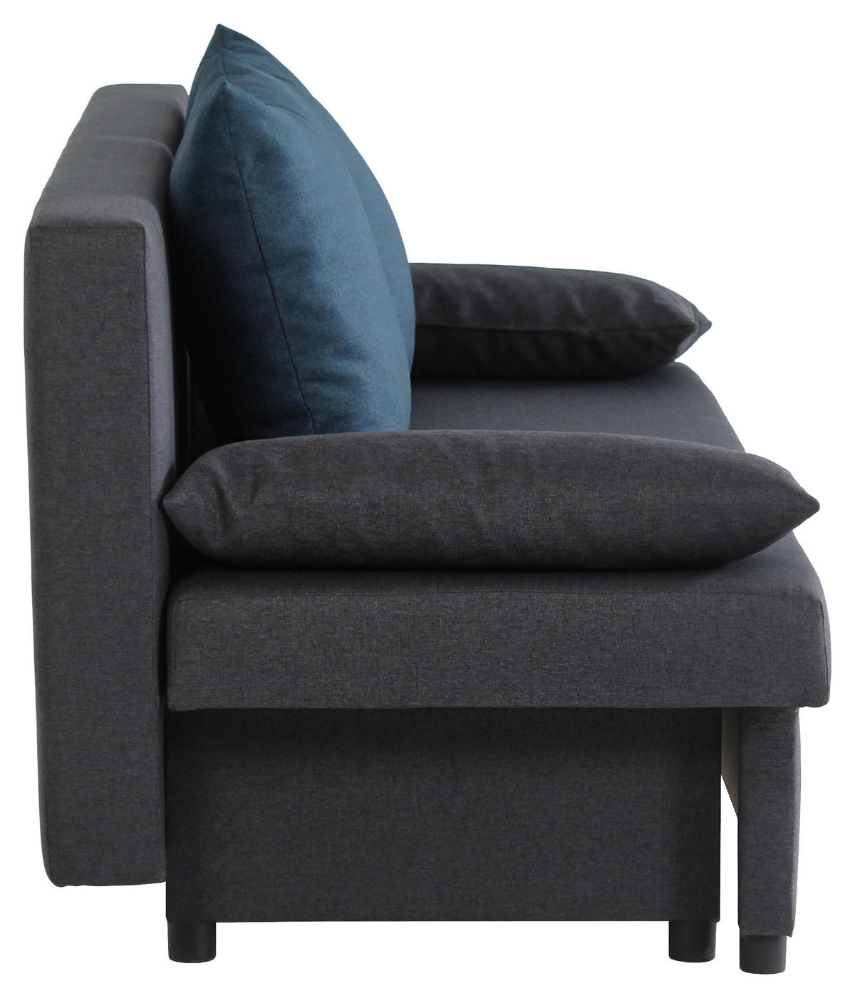 SCHLAFSOFA NEO Webstoff Blau, Dunkelgrau  inkl. Rückenkissen, Armlehnenkissen, Bettkasten  - Blau/Dunkelgrau, Basics, Kunststoff/Textil (192/82/82cm) - P & B