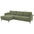 ECKSOFA  in Chenille, Flachgewebe Olivgrün  175/316 cm  - Schwarz/Olivgrün, Design, Textil/Metall (175/316cm) - Dieter Knoll