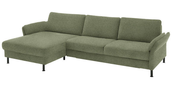 ECKSOFA  in Chenille, Flachgewebe Olivgrün  175/316 cm  - Schwarz/Olivgrün, Design, Textil/Metall (175/316cm) - Dieter Knoll