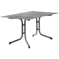 GARTENKLAPPTISCH 140/90/73 cm Metall, Kunststoff rechteckig  - Silberfarben/Grau, Basics, Kunststoff/Metall (140/90/73cm) - Sieger