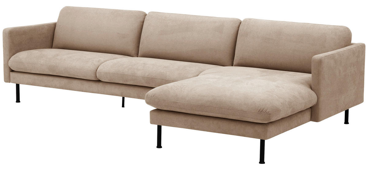 ECKSOFA in Flachgewebe Beige  - Beige/Schwarz, Modern, Textil/Metall (286/78/123cm) - Max Winzer