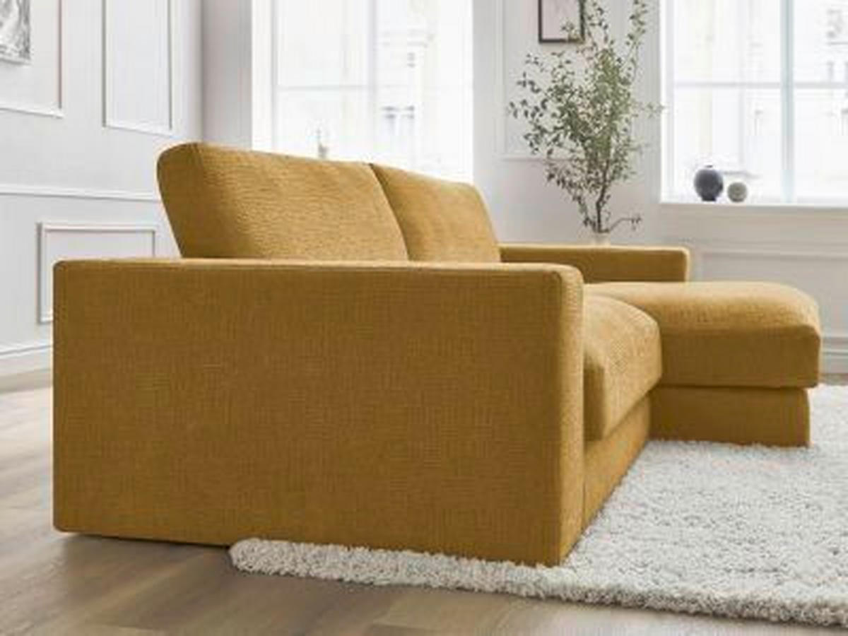 ECKSOFA Ottomane rechts  LEONARD  Gelb Struktur  - Gelb/Schwarz, MODERN, Kunststoff/Textil (274/159cm)