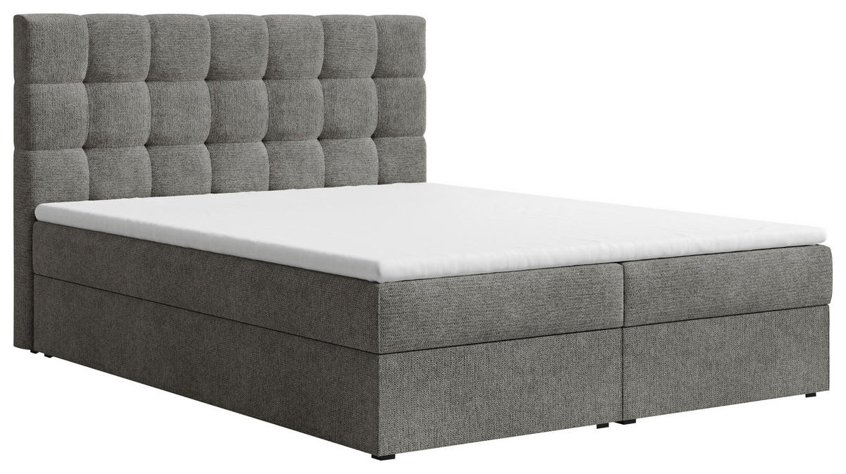 BOXBETT 140/200 cm,  in Anthrazit, Bettkasten, Topper,  - Anthrazit/Schwarz, MODERN, Holz/Kunststoff (140/200cm) - MID.YOU