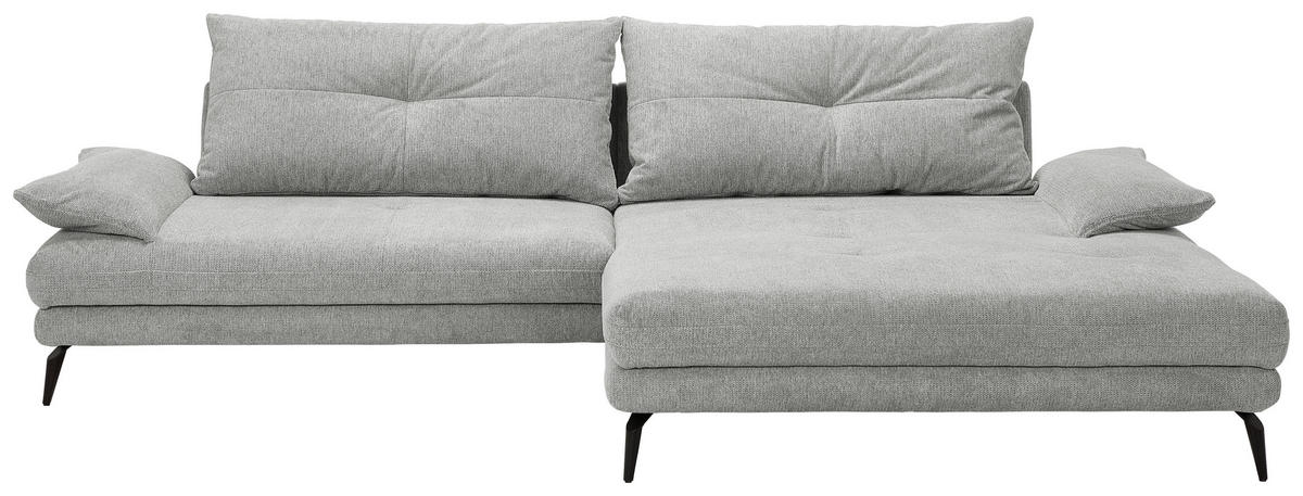 HÖRNSOFFA i flatväv ljusgrå  - ljusgrå/svart, Klassisk, metall/textil (294/176cm) - MID.YOU