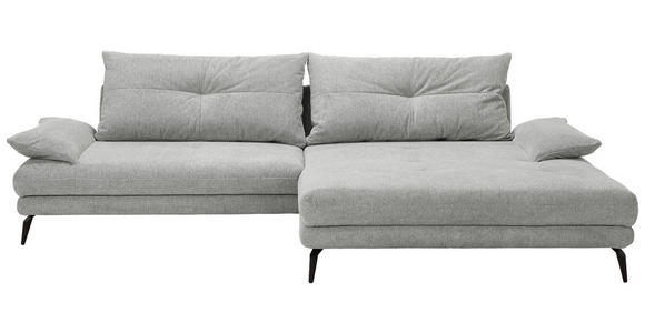 ECKSOFA in Flachgewebe Hellgrau  - Hellgrau/Schwarz, KONVENTIONELL, Textil/Metall (294/176cm) - Carryhome