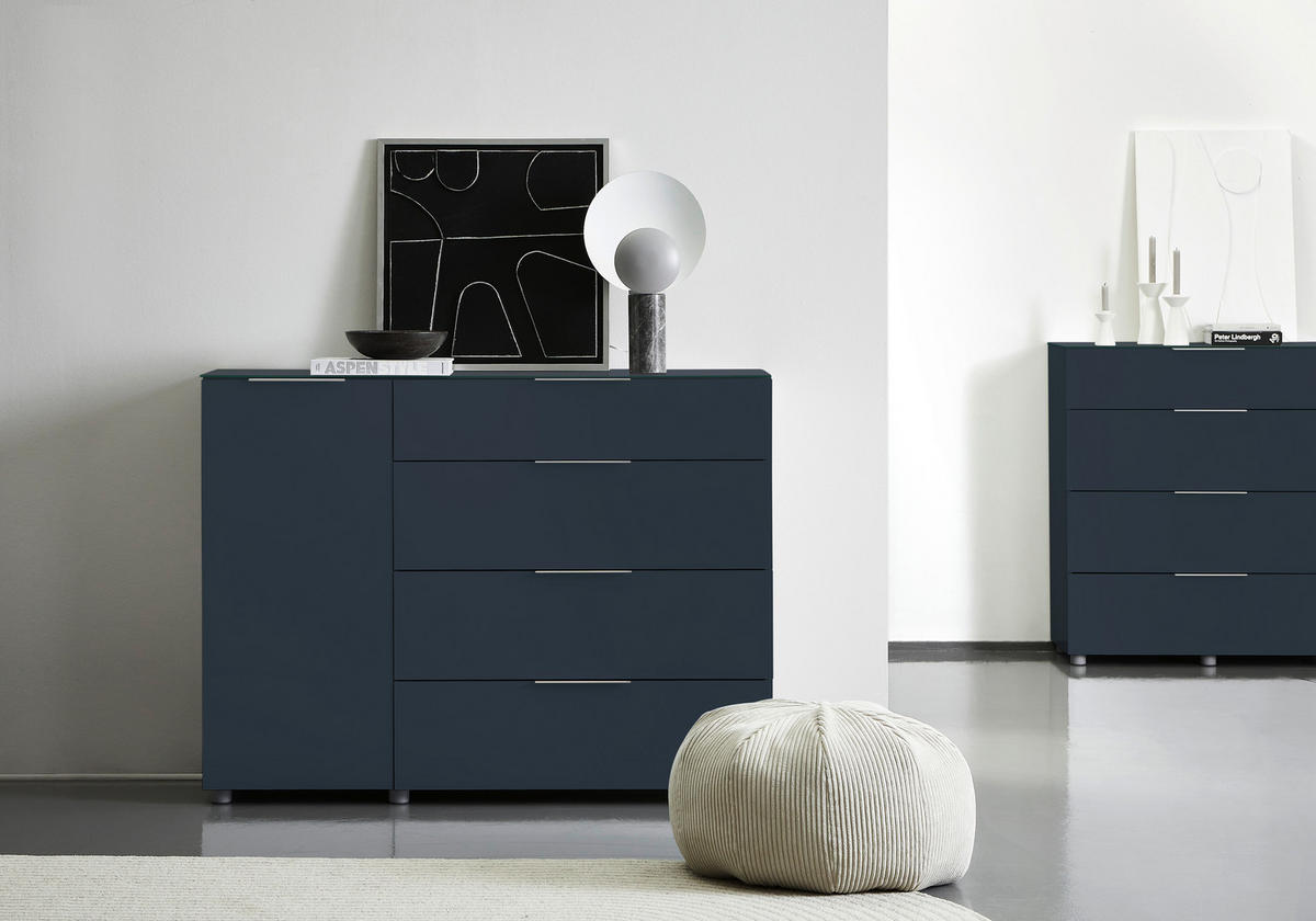 SIDEBOARD  in 135/101/42 cm  - Anthrazit/Alufarben, Design, Glas/Holzwerkstoff (135/101/42cm) - Voleo