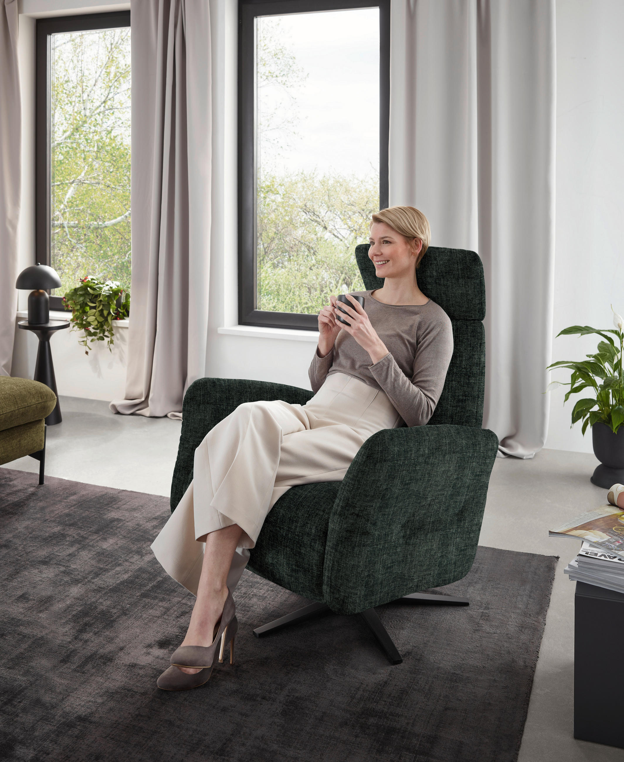 RELAXSESSEL in Textil Waldgrün  - Waldgrün/Schwarz, Design, Textil/Metall (78/113/90cm) - Dieter Knoll