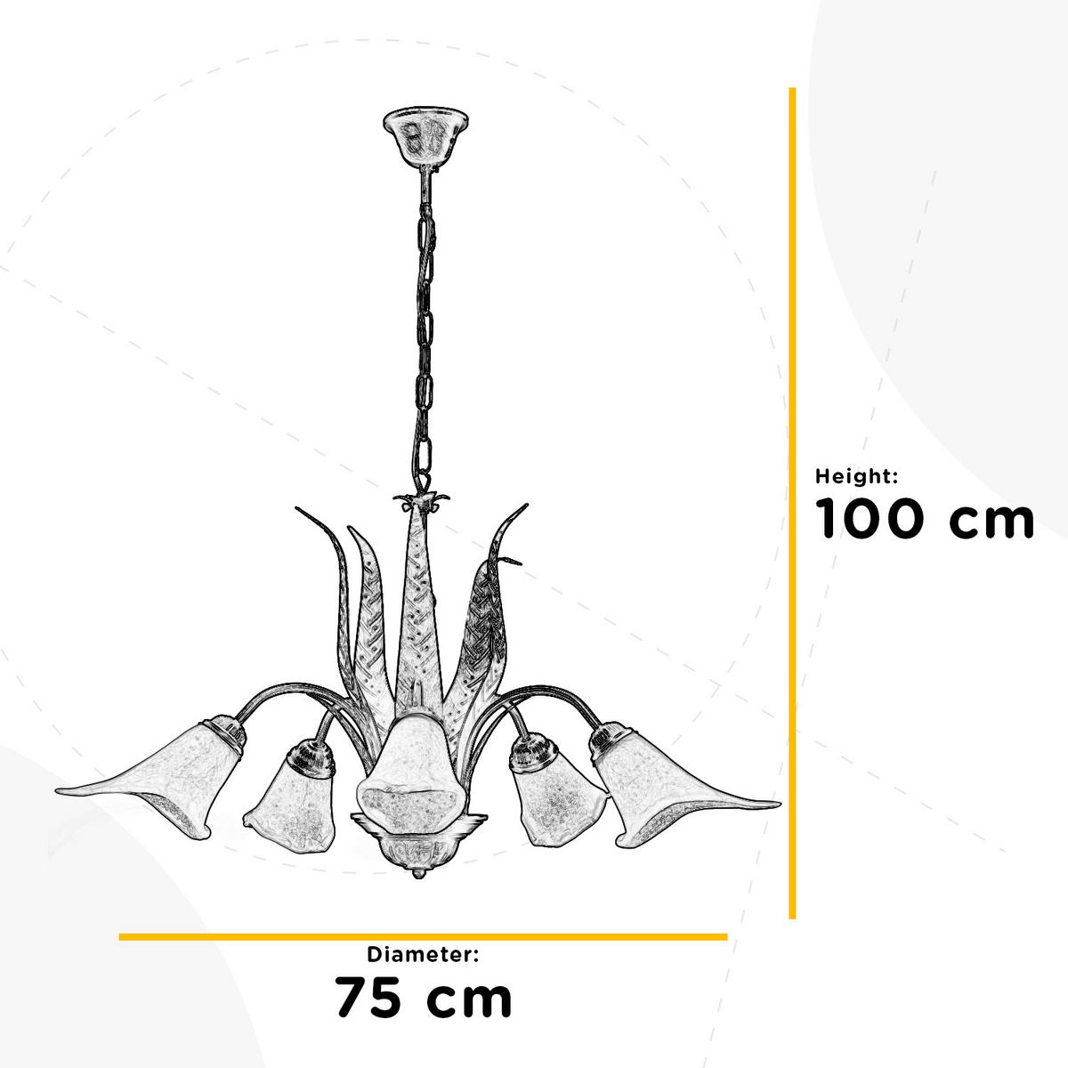 KRONLEUCHTER 75/75/100 cm   - Bronzefarben, KONVENTIONELL, Glas/Metall (75/75/100cm)