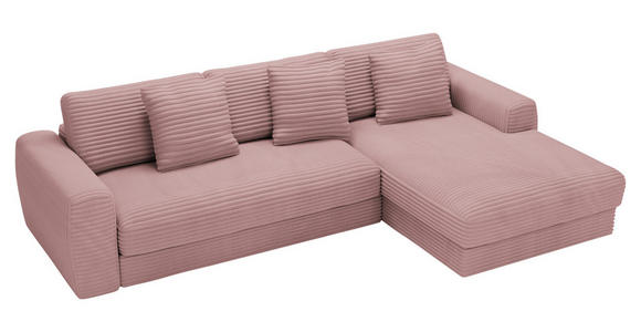ECKSOFA Altrosa Cord - Schwarz/Altrosa, MODERN, Kunststoff/Textil (302/182cm) - Carryhome