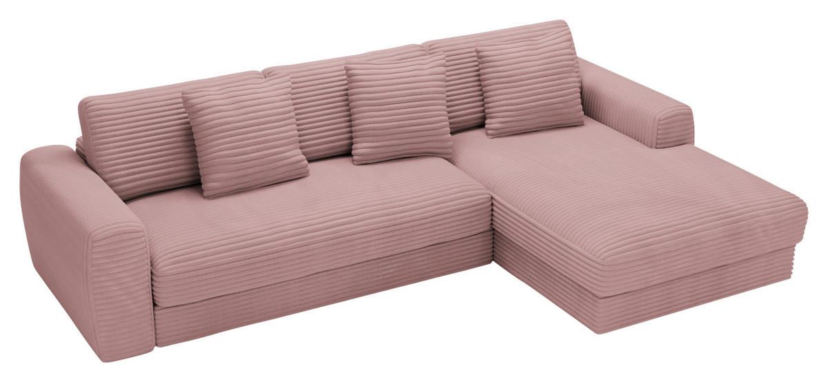 ECKSOFA in Cord Altrosa  302/182 cm  - Schwarz/Altrosa, MODERN, Kunststoff/Textil (302/182cm) - Carryhome