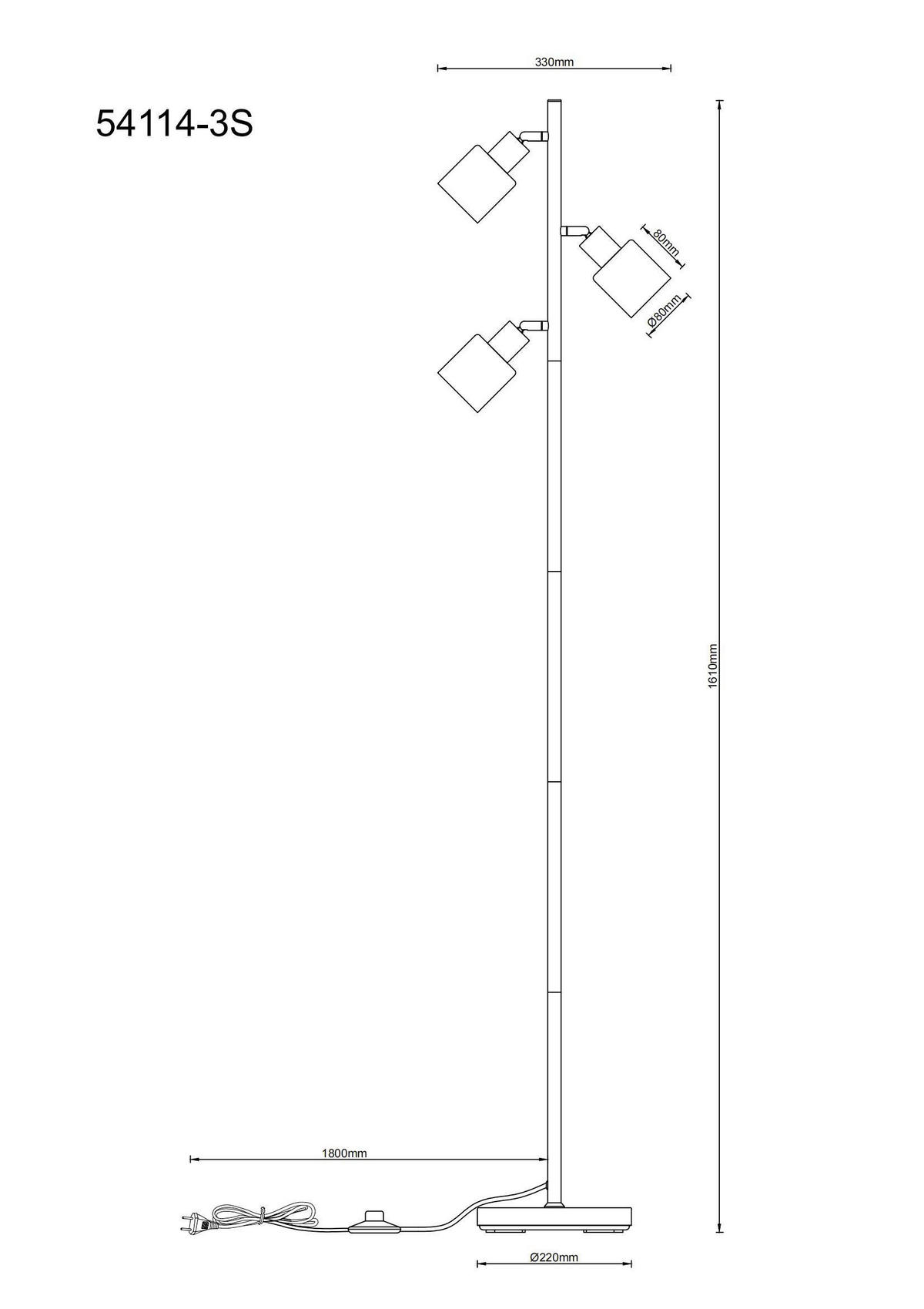 STEHLEUCHTE 33/180 cm    - Schwarz/Weiß, Design, Glas/Holz (33/180cm) - Globo