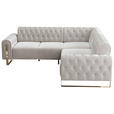 ECKSOFA  in Velours Beige  264/264 cm  - Beige/Goldfarben, KONVENTIONELL, Textil/Metall (264/264cm) - Carryhome
